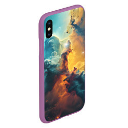 Чехол iPhone XS Max матовый Космос туманность, цвет: 3D-фиолетовый — фото 2