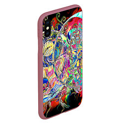 Чехол iPhone XS Max матовый Сплетение Инь Ян, цвет: 3D-малиновый — фото 2