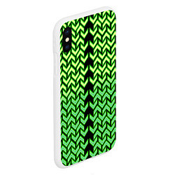 Чехол iPhone XS Max матовый Зелёные стрелки на чёрном фоне киберпанк, цвет: 3D-белый — фото 2