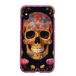 Чехол iPhone XS Max матовый Bright colors and skull, цвет: 3D-малиновый