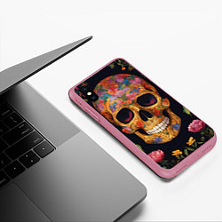 Чехол iPhone XS Max матовый Bright colors and skull, цвет: 3D-малиновый — фото 2