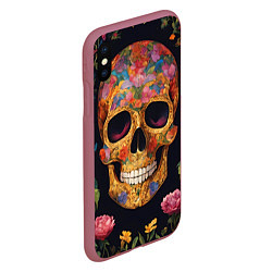 Чехол iPhone XS Max матовый Bright colors and skull, цвет: 3D-малиновый — фото 2