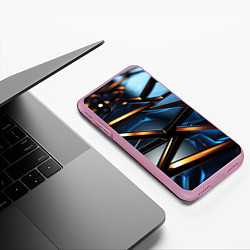 Чехол iPhone XS Max матовый Объемные блестящие плиты, цвет: 3D-розовый — фото 2