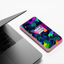 Чехол iPhone XS Max матовый Gta logo bright, цвет: 3D-малиновый — фото 2