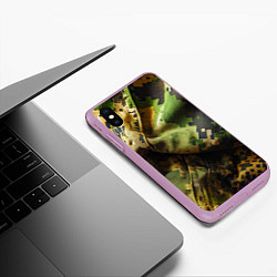 Чехол iPhone XS Max матовый Реалистичный камуфляж на ткани, цвет: 3D-сиреневый — фото 2