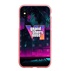 Чехол iPhone XS Max матовый GTA 6 logo night Vice city, цвет: 3D-баблгам
