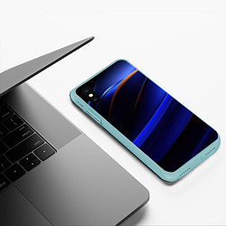 Чехол iPhone XS Max матовый Синее свечение на абстрактном фоне, цвет: 3D-мятный — фото 2