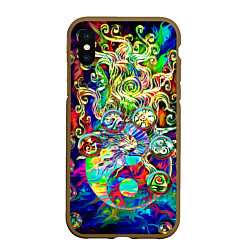 Чехол iPhone XS Max матовый Знаковые пузырьки, цвет: 3D-коричневый