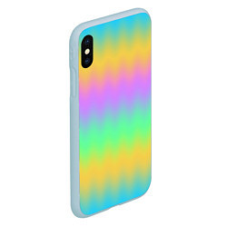 Чехол iPhone XS Max матовый Мягкие неоновые зигзаги, цвет: 3D-голубой — фото 2