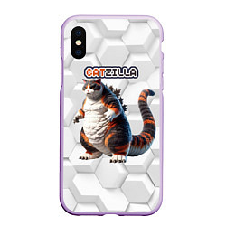 Чехол iPhone XS Max матовый Catzilla big, цвет: 3D-сиреневый