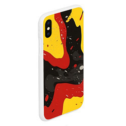 Чехол iPhone XS Max матовый Красные желтые оранжевые пятна краски абстракция, цвет: 3D-белый — фото 2