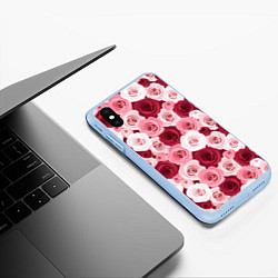 Чехол iPhone XS Max матовый Красные и розовые розы, цвет: 3D-голубой — фото 2