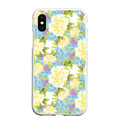 Чехол iPhone XS Max матовый Пышные цветы, цвет: 3D-белый