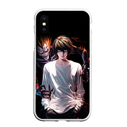 Чехол iPhone XS Max матовый Эл Лоулайт и Рюк - Тетрадь смерти, цвет: 3D-белый