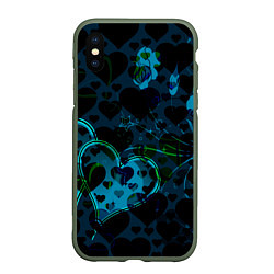 Чехол iPhone XS Max матовый Сердечки узоры