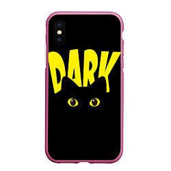 Чехол iPhone XS Max матовый Dark cat eyes - черный кот, цвет: 3D-малиновый