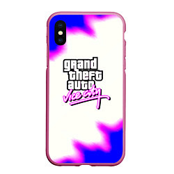 Чехол iPhone XS Max матовый GTA неон краски, цвет: 3D-малиновый