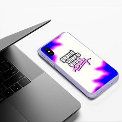 Чехол iPhone XS Max матовый GTA неон краски, цвет: 3D-светло-сиреневый — фото 2