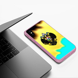 Чехол iPhone XS Max матовый Российская империя герб краски, цвет: 3D-розовый — фото 2