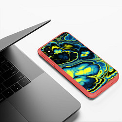 Чехол iPhone XS Max матовый Абстрактный узор, цвет: 3D-красный — фото 2