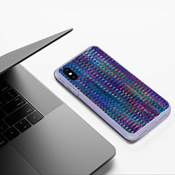 Чехол iPhone XS Max матовый Большой волнистый зигзаг разноцветный, цвет: 3D-светло-сиреневый — фото 2