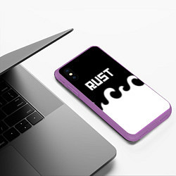 Чехол iPhone XS Max матовый Раст текстура огонь белый, цвет: 3D-фиолетовый — фото 2