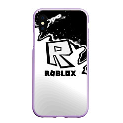 Чехол iPhone XS Max матовый Roblox краски белые, цвет: 3D-сиреневый