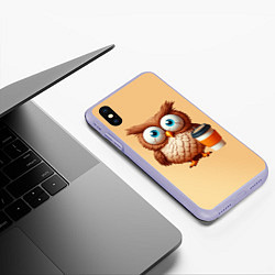 Чехол iPhone XS Max матовый Растрепанная сова со стаканчиком кофе, цвет: 3D-светло-сиреневый — фото 2