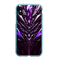 Чехол iPhone XS Max матовый Фиолетовые кристаллы и камень, цвет: 3D-мятный