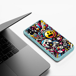 Чехол iPhone XS Max матовый Паттерн с играми, цвет: 3D-мятный — фото 2