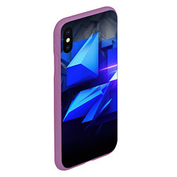 Чехол iPhone XS Max матовый Black blue background abstract, цвет: 3D-фиолетовый — фото 2