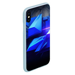 Чехол iPhone XS Max матовый Black blue background abstract, цвет: 3D-голубой — фото 2