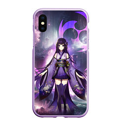 Чехол iPhone XS Max матовый Genshin Impact - character Raiden, цвет: 3D-сиреневый