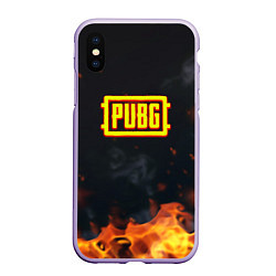 Чехол iPhone XS Max матовый Pubg fire abstraction, цвет: 3D-светло-сиреневый