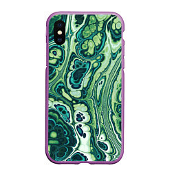 Чехол iPhone XS Max матовый Абстрактный разноцветный узор, цвет: 3D-фиолетовый