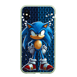 Чехол iPhone XS Max матовый Sonic - splash and logo, цвет: 3D-салатовый