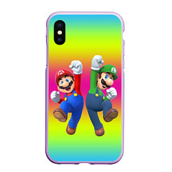 Чехол iPhone XS Max матовый Братья Марио, цвет: 3D-сиреневый