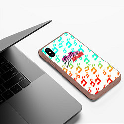 Чехол iPhone XS Max матовый JoJo Bizarre pattern, цвет: 3D-коричневый — фото 2