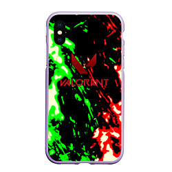 Чехол iPhone XS Max матовый Valorant flame fire, цвет: 3D-светло-сиреневый