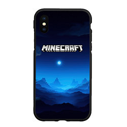 Чехол iPhone XS Max матовый Minecraft logo night, цвет: 3D-черный