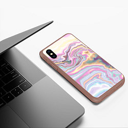 Чехол iPhone XS Max матовый Мрамор узор разноцветный, цвет: 3D-коричневый — фото 2