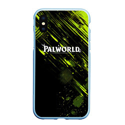 Чехол iPhone XS Max матовый Palworld logo black green, цвет: 3D-голубой