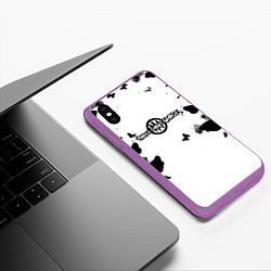 Чехол iPhone XS Max матовый Three days grace бабочки, цвет: 3D-фиолетовый — фото 2