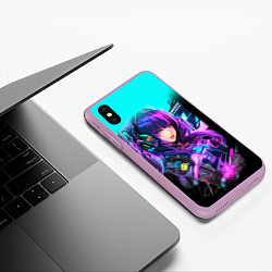 Чехол iPhone XS Max матовый Киберпанк Аниме девушка, цвет: 3D-сиреневый — фото 2