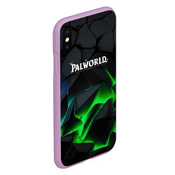 Чехол iPhone XS Max матовый Palworld объемные зеленые камни, цвет: 3D-сиреневый — фото 2