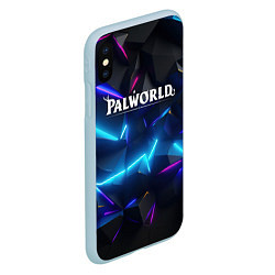 Чехол iPhone XS Max матовый Palworld логотип на ярких неоновых плитах, цвет: 3D-голубой — фото 2