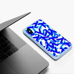 Чехол iPhone XS Max матовый Half life black mesa steel logo, цвет: 3D-голубой — фото 2