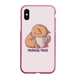 Чехол iPhone XS Max матовый Morning mood - cat, цвет: 3D-малиновый