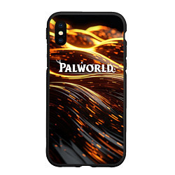 Чехол iPhone XS Max матовый Palworld логотип золотистый и черный фон, цвет: 3D-черный