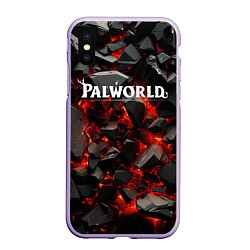 Чехол iPhone XS Max матовый Palworld логотип взрыв объемных камней, цвет: 3D-светло-сиреневый